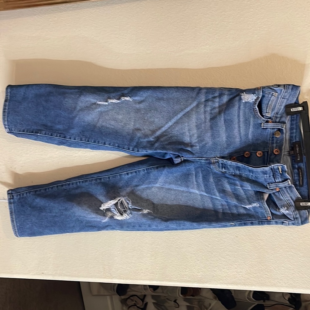 Kendall and Kylie high rise straight mom jeans with rips